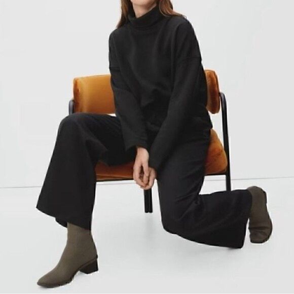 NWT Everlane Turtleneck Sweatshirt Black Pullover XS - Picture 4 of 5